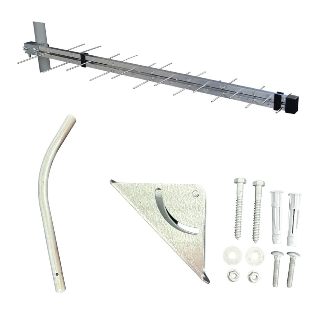 Antena Externa UHF Log 28 Elementos Com Mastro + Kit Fixação