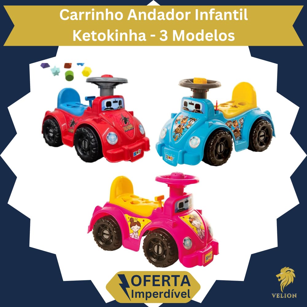 Carrinho Andador Infantil Ketokinha Brinquedo Motoquinha Educativo Totokinha Didático  Som Encaixe