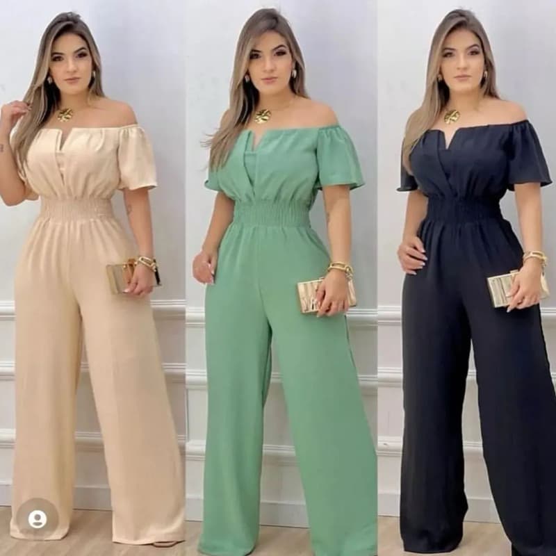 MACACAO FEMININO OMBRO A OMBRO PANTALONA ELEGANTE FESTA CASUAL COM BOJO TAMANHO M 42