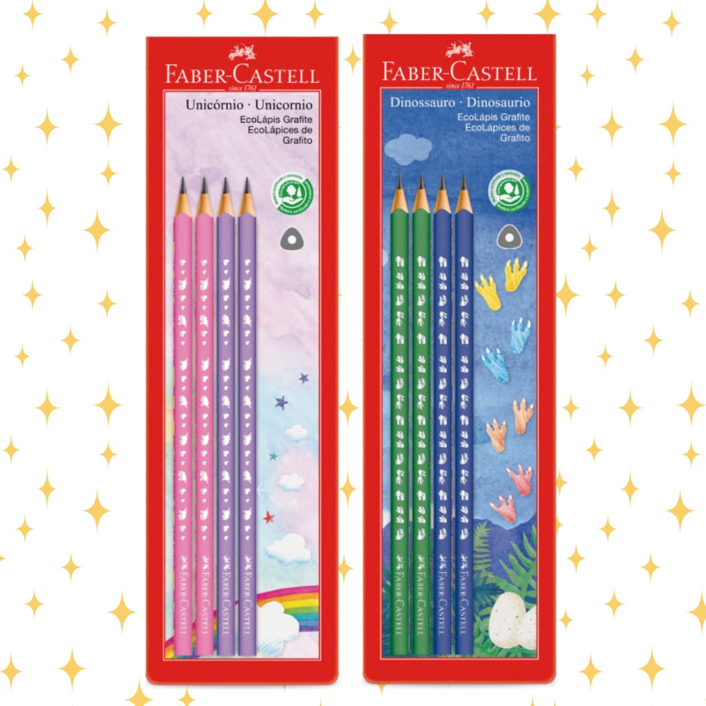 Lápis Grafite Eco Unicórnio ou Dinossauro 4 Un Faber-Castell  ORIGINAL  Lápis Preto De Escrever