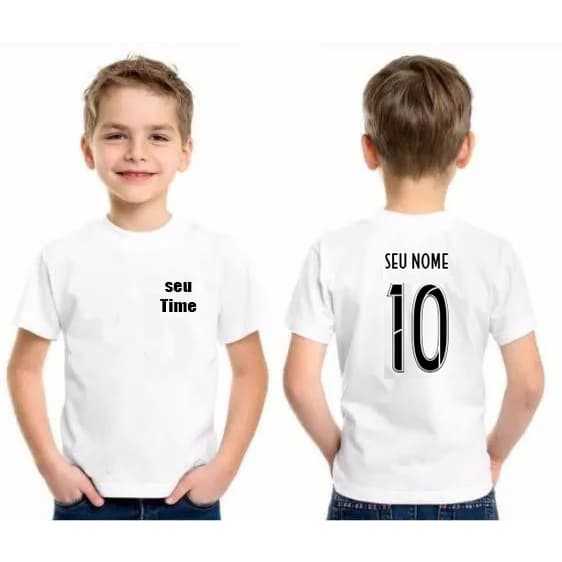Camisa Camiseta Adulto e Infantil Personalizada Com Seu Time + Nome + Numero