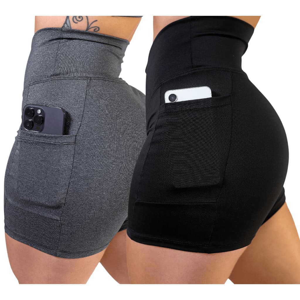 Short C/ Bolso Corrida Fitness Caminhada Feminino Bermuda Compresao