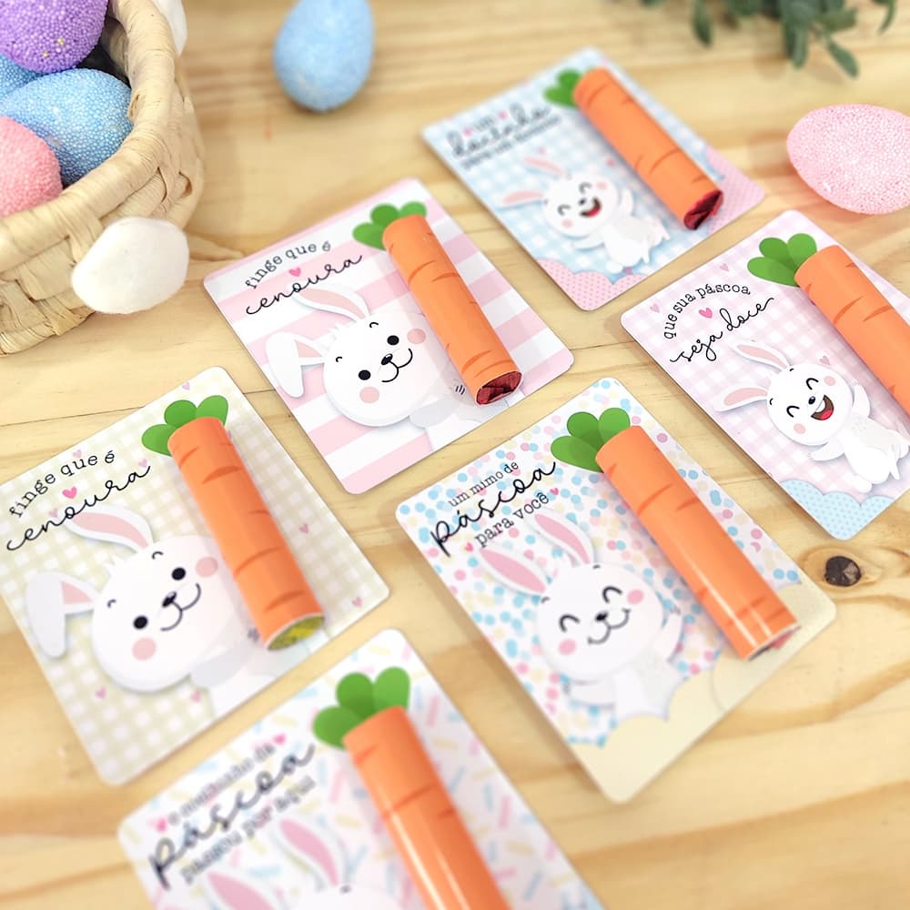 24/50/100 Unid Cartões para Páscoa com Adesivo de Cenoura