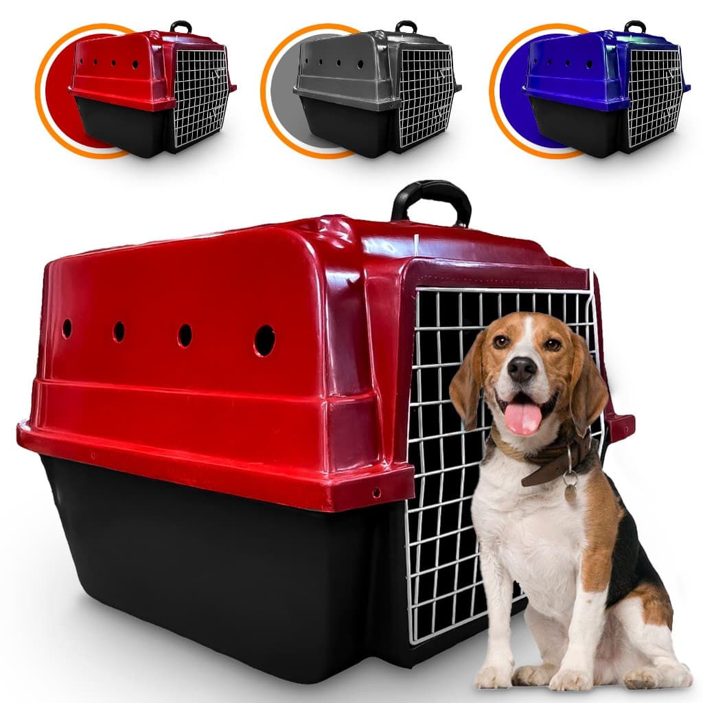 Caixa De Transporte N4 Para Cachorros Porte Médio Reforçada Com Bebedouro