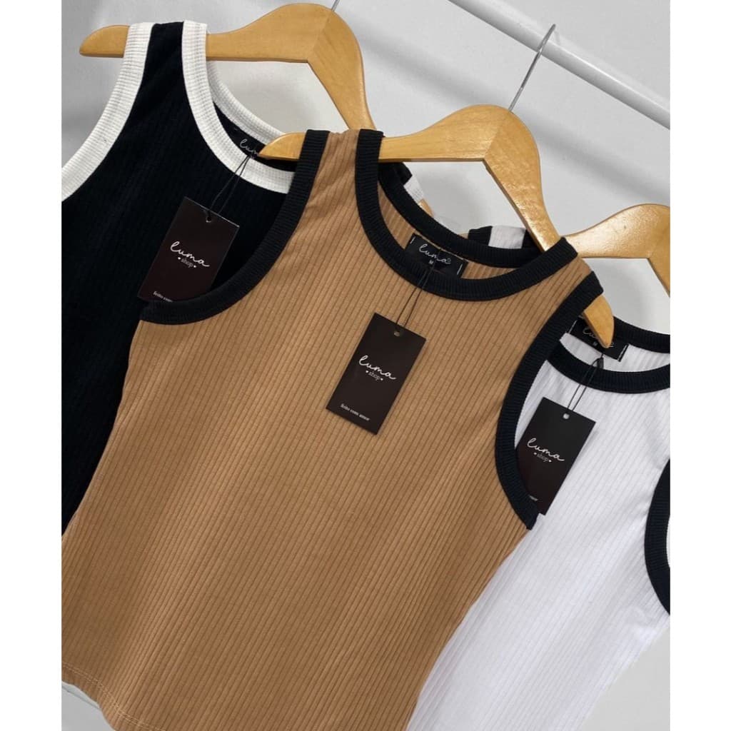 Regata Bicolor Feminina Canelada Premium Tendencia