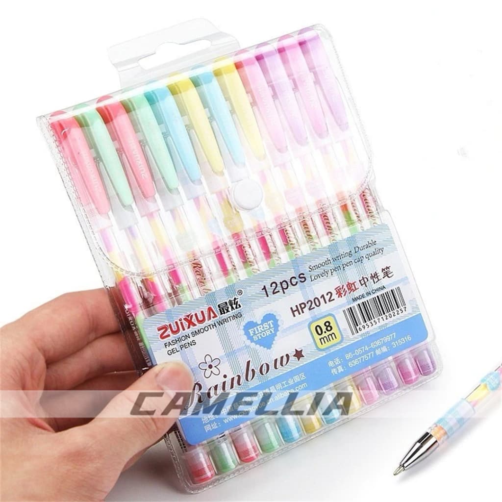 Kit 12 peças Caneta Esferográfica Em Gel Arco Íris