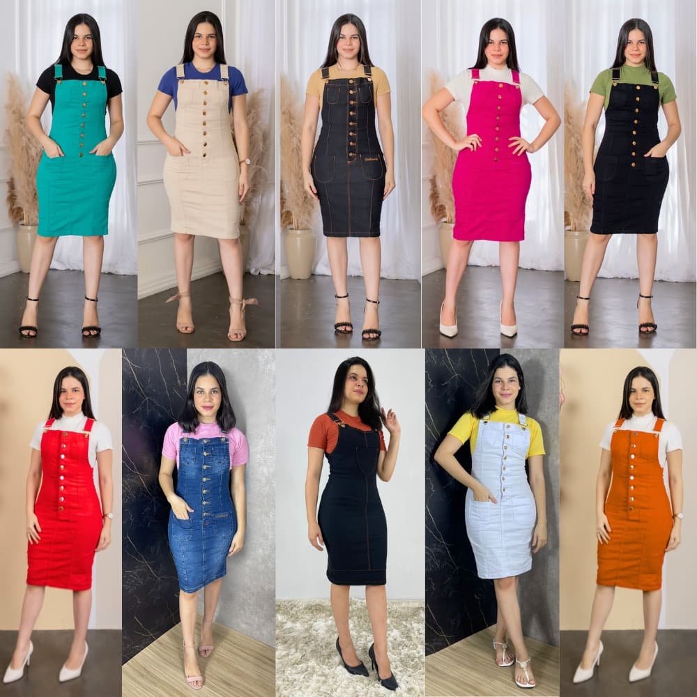 Jardineiras estilo macacão Salopete feminina Moda evangélica Escolha suas cores