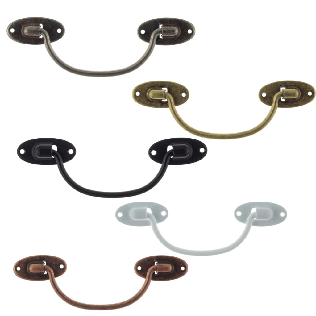 Kit 2 Alças Redonda Metal P/ Maleta Cartonagem Móveis Gavetas + Parafusos Madeira Mdf