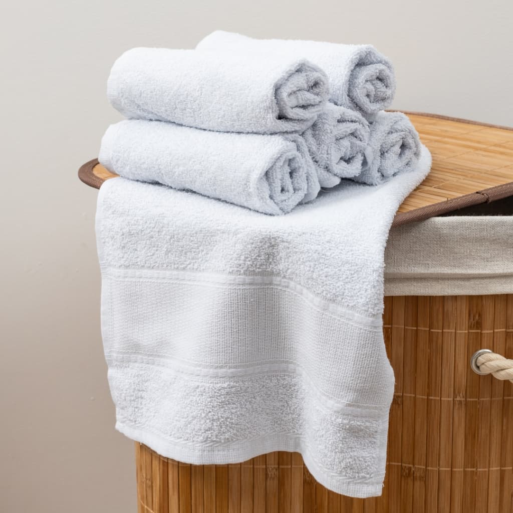 Kit 5 Toalhas de Rosto Branca Felpuda