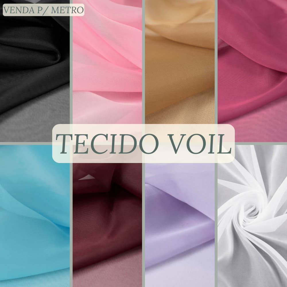 Tecido Voil/Voal Liso Para Cortinas, Decoração E Confecção - Venda Por Metro (3m De Largura - Fixa) - Diversas Cores