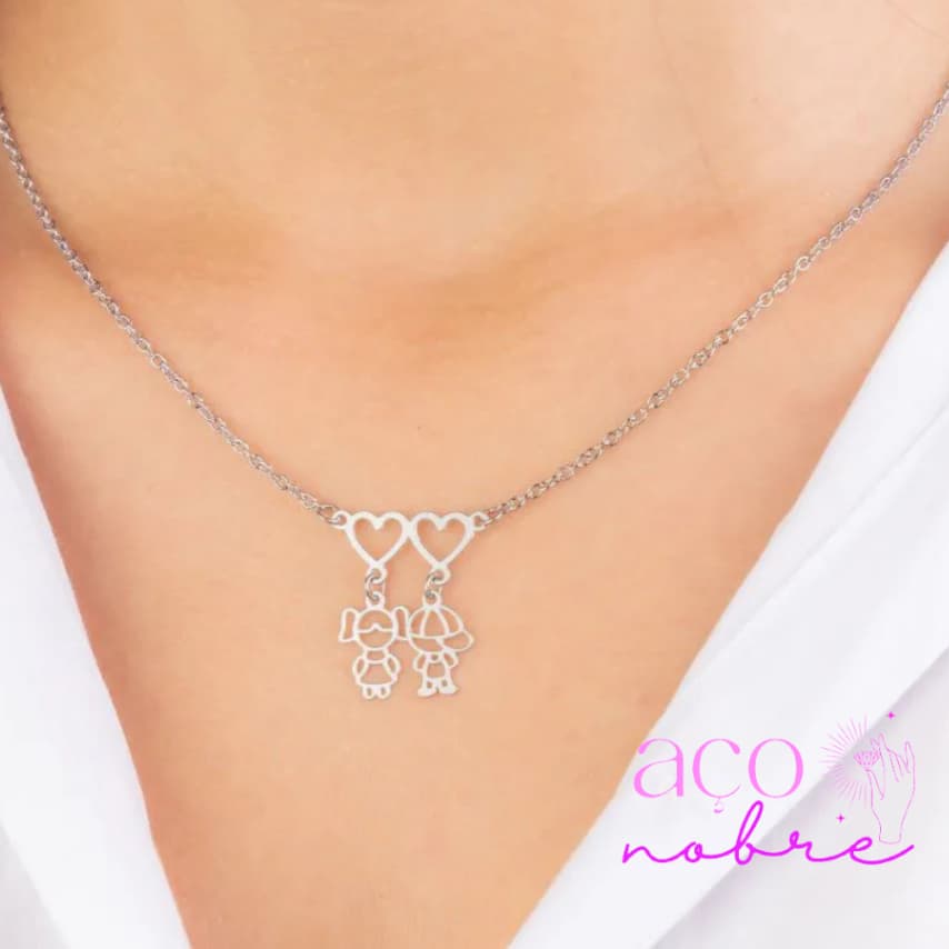 Colares de Meninos e Meninas Aço Inox Colar para Mães De Filhos