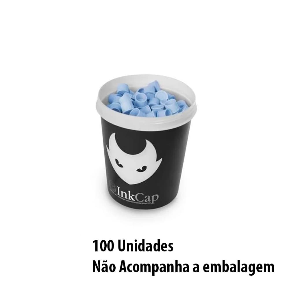 Batoque para tinta de Tatuagem de Silicone - Ink Cap Azul - 100 Unidades / 50 Unidades