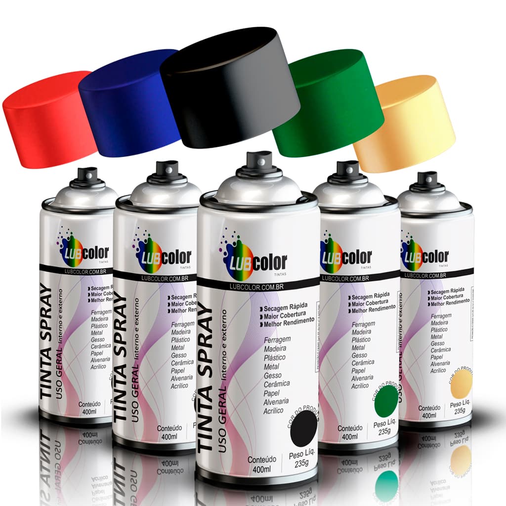 Tinta Spray Todas As Cores Uso Geral Metálica Fluorescente 400ml Madeira Plástico Metal Isopor Papel