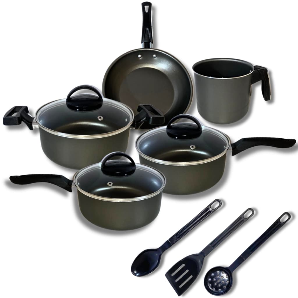 Jogo Panelas 8 Pçs Antiaderente Com Tampa Vidro