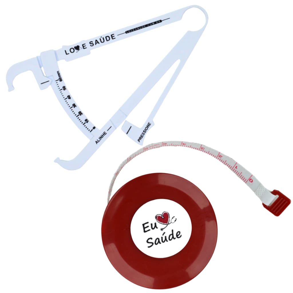 Medidor De Gordura Corporal Kit Avaliação Fita Métrica