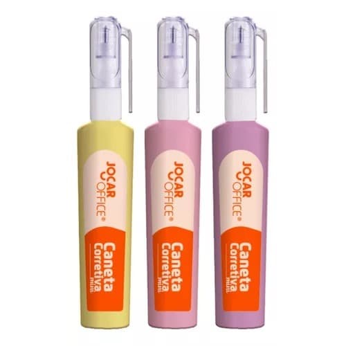3 Mini Caneta Corretiva 4 Ml Jocar Office Corpo Colorido