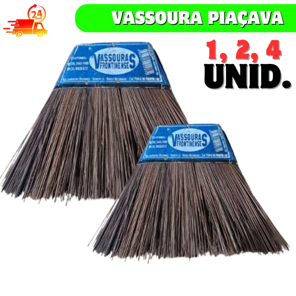 Kit C/1, 2 ou 4 vassouras de piaçava piassava natural sem cabo