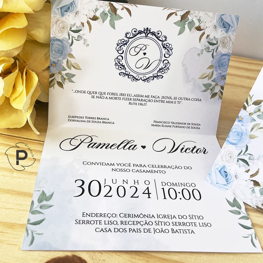 PROMOÇÃO! Convites de Casamento Azul