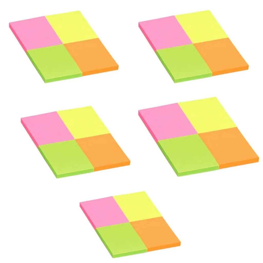 Kit 5 Blocos de Notas Blocos 2000 Folhas  Auto Adesivo Cubo Colorido Kit