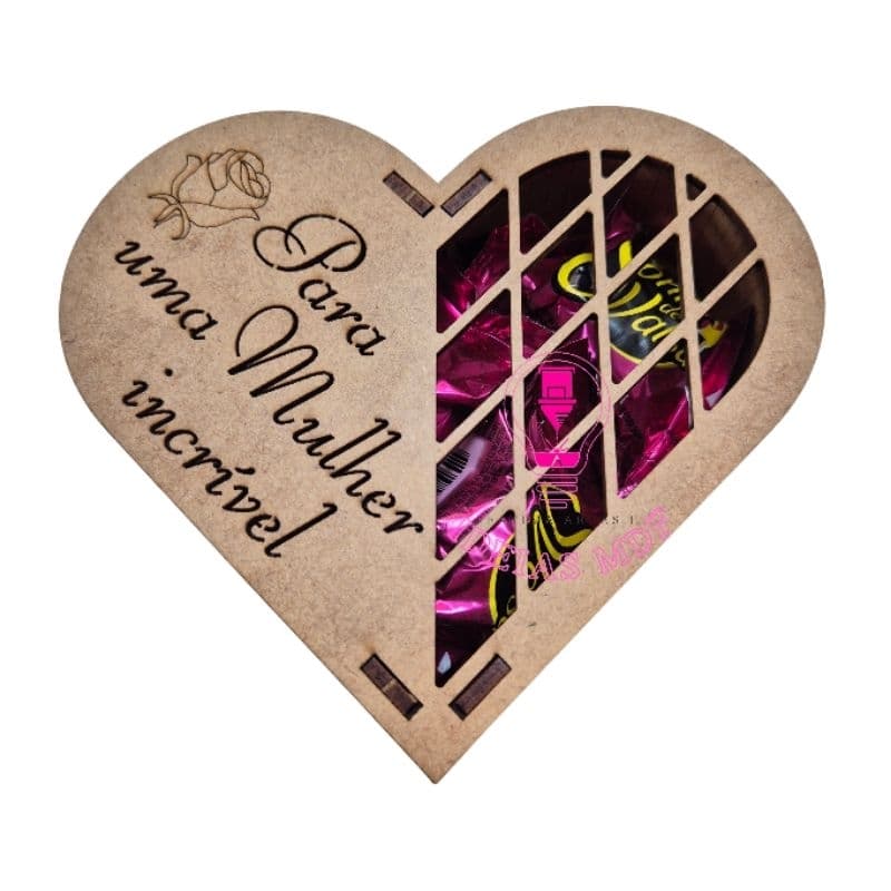 10 Caixa Coração Para uma MULHER INCRÍVEL Bombom Mdf feliz dia das mulher lembracinha