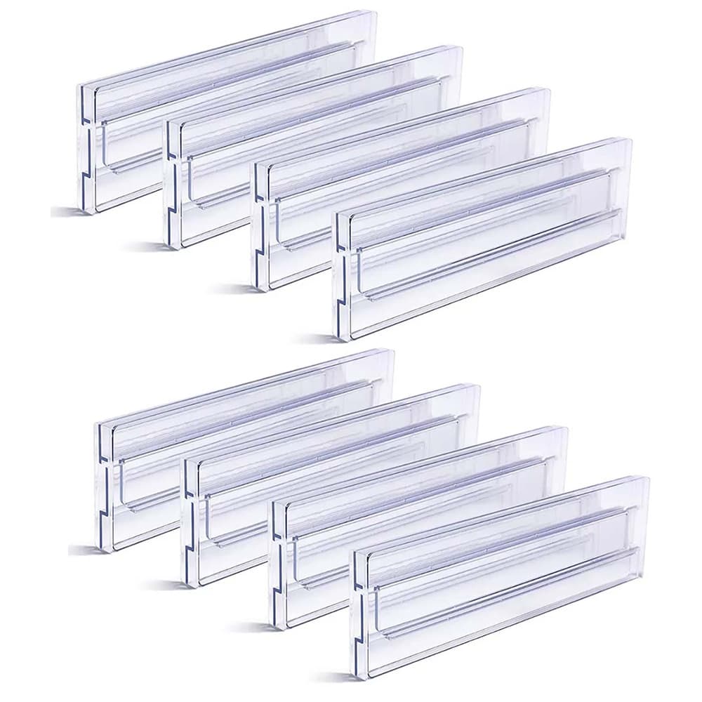 8x divisor de gaveta expansível transparente, ajustável, organizador de armazenamento, organizador de cozinha, 28-48 cm