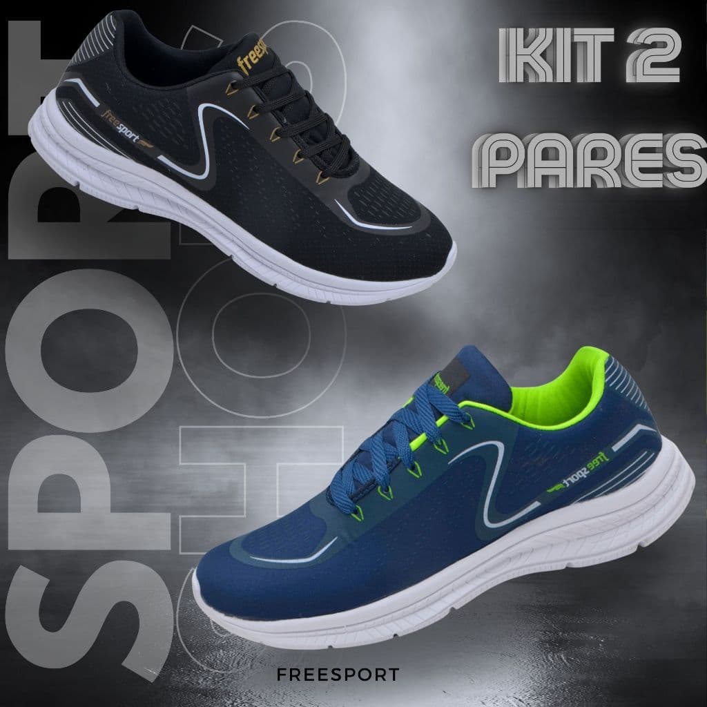 KIT 2 Pares Tênis Masculino Esportivos para Corrida e Academia Macio