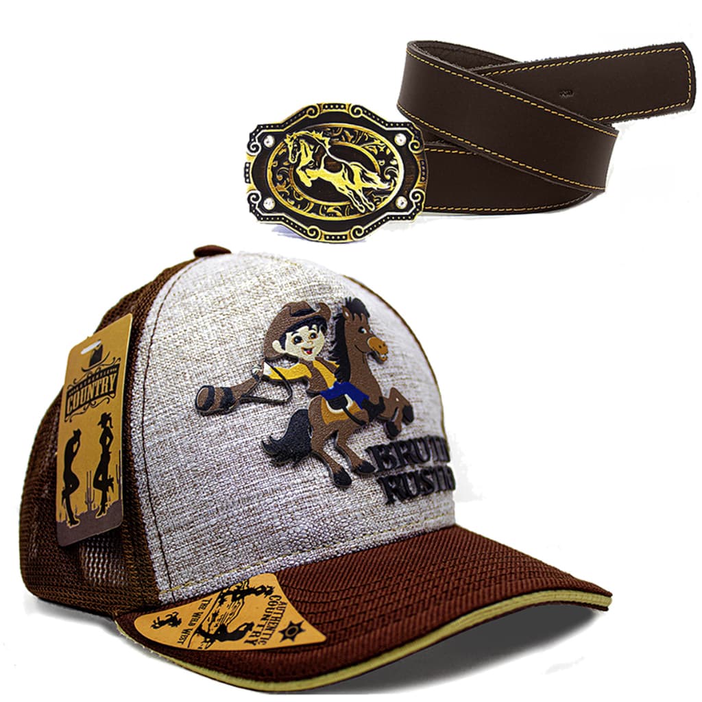 Kit Infantil Bone Country Brutinho + Cinto Couro Cavalinho CV