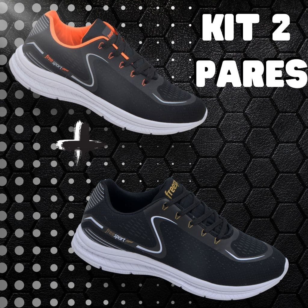 KIT 2 Pares Tênis Masculino Esportivos para Corrida e Academia