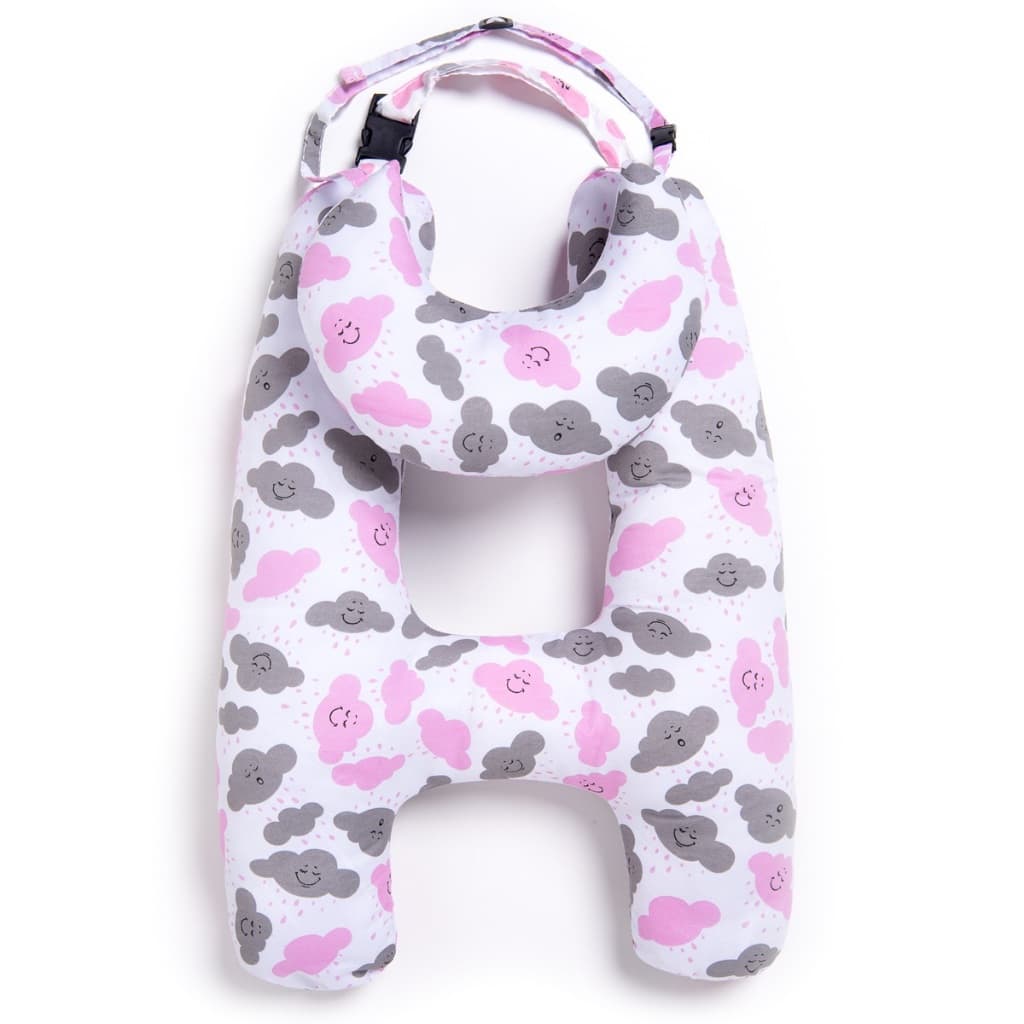 ALMOFADA H PARA CARROS COM ALMOFADA PESCOÇO NUVENZINHA ROSA