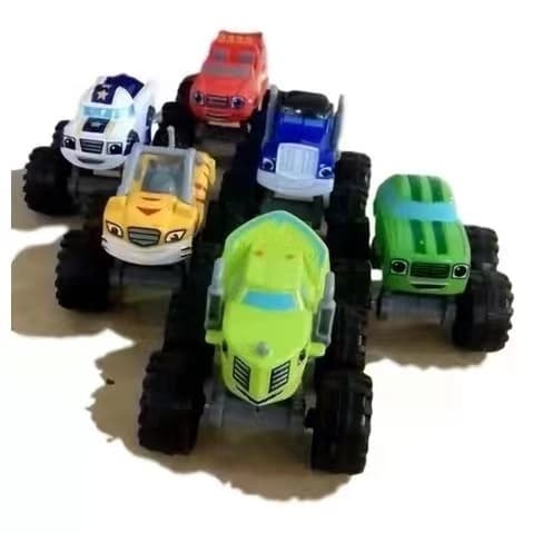 Blaze Monster Kit Com 6 Carrinhos De Fricçao Blaze Monster Machine Racer Brinquedo