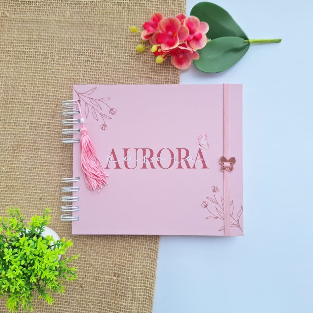 Livro do bebe Menina Floral Rosa Luxo