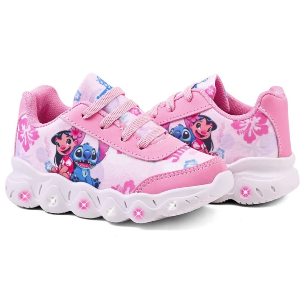 Tênis Infantil Menina Stitch Com Led Super Confortável Lançamento