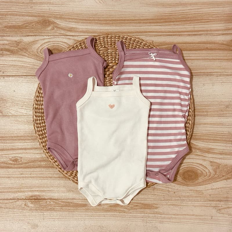 Kit 3 Body alcinha regata bebê menina menino renda algodão blueberry