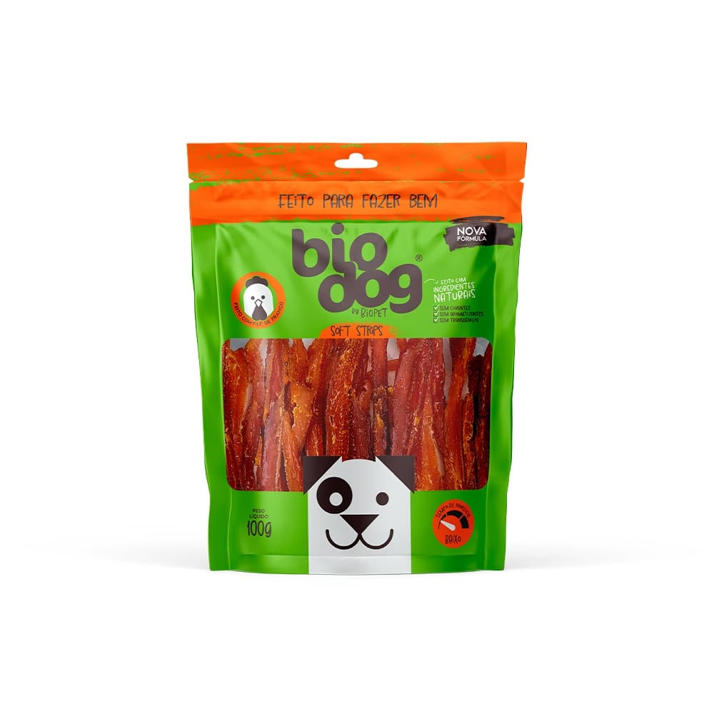 Bio Dog Soft Strips Tiras de Frango, Tiras de Cordeiro, Love Bits e Sushi Petisco Natural para Cães