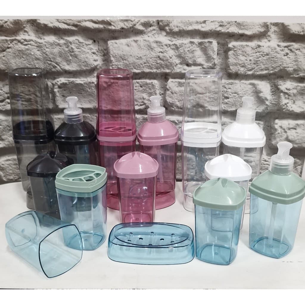 Kit Banheiro Lavabo 4 Peças em Acrílico - Plastibrasil