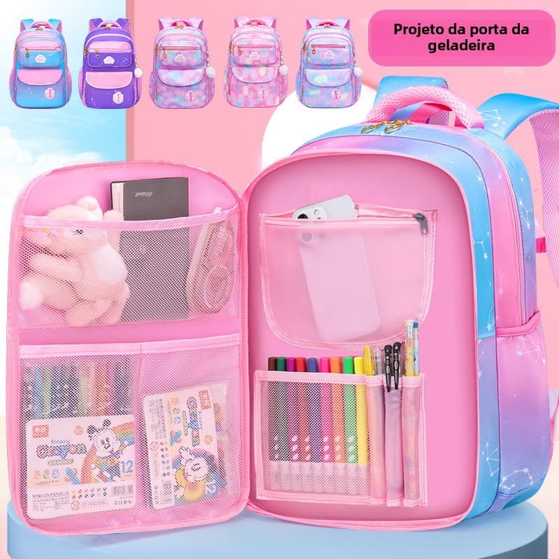 Mochila feminina escolar infantil genérica de grande capacidade abertura 180 grau