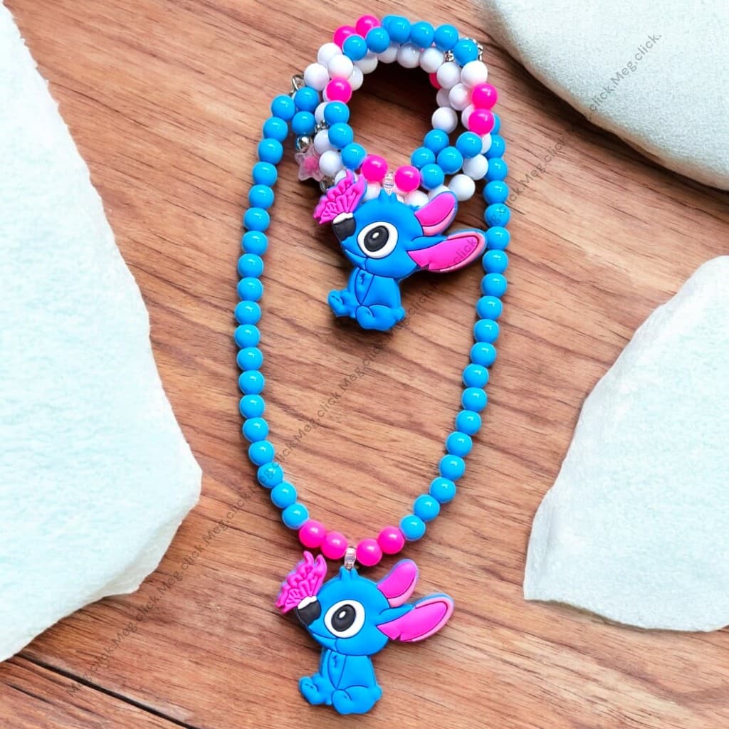 Kit Colar e Pulseira Infantil | Miçanga Colorida com Pingente – Acessório Fofo para Crianças