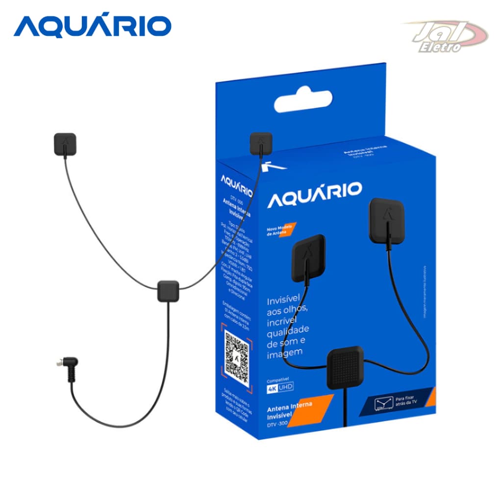 Antena Interna Invisível de TV Digital HDTV 4K - AQUÁRIO - DTV-300