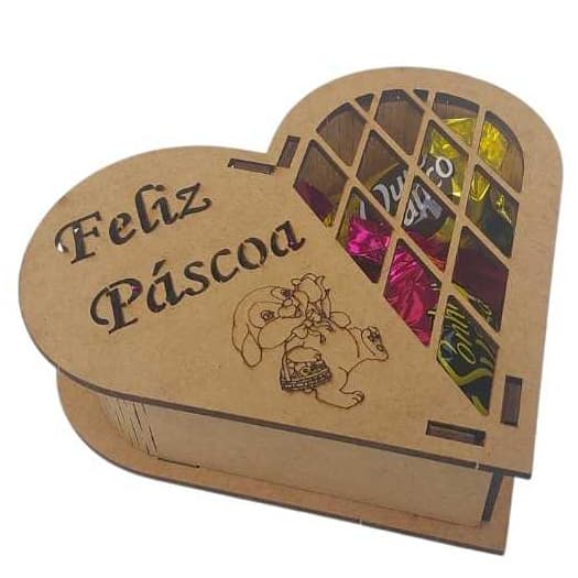 10 Caixas Coração Feliz Páscoa Bombons Lembrancinha MDF Madeira