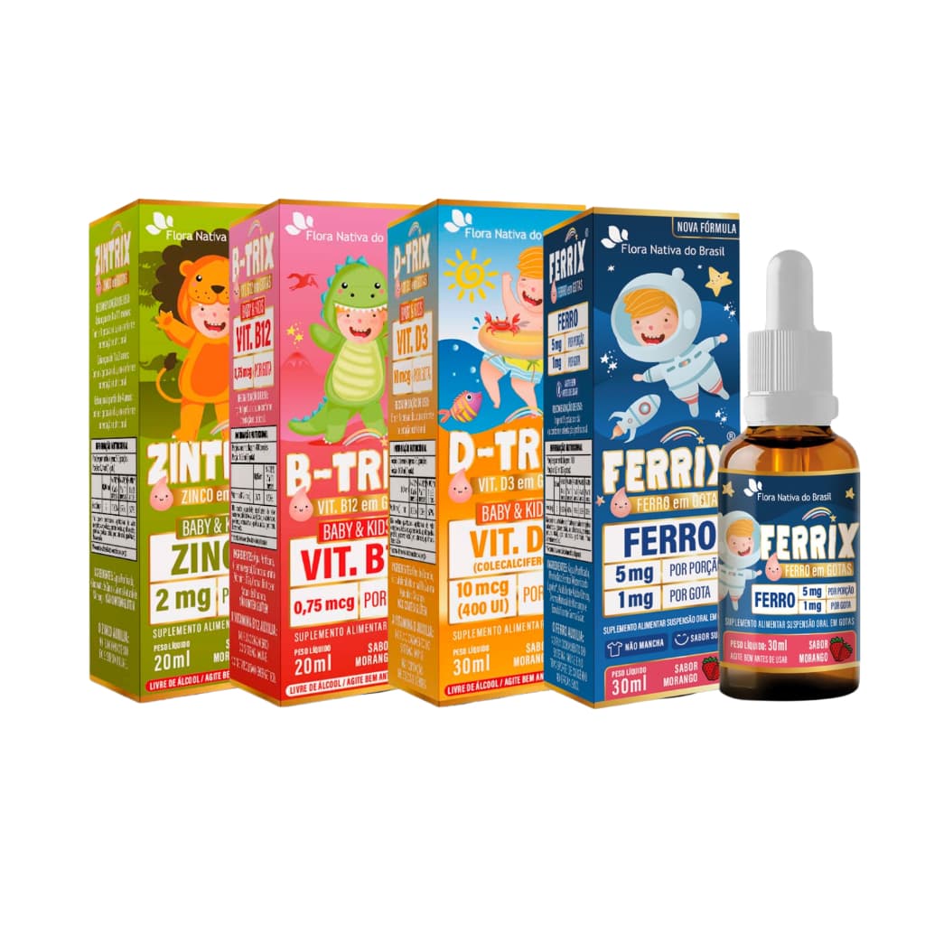 Vitaminas Kids (Ferrix + D-trix + Zintrix + B-trix) Liquido - Flora Nativa