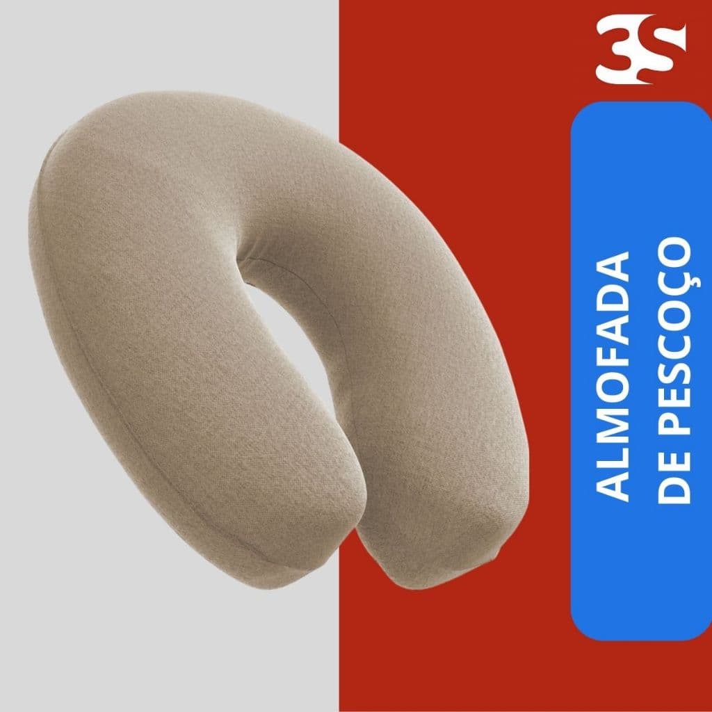 Almofada de Pescoço para Viagem Almofada Descanso de Cabeça Almofada Cervical em Suede Bege