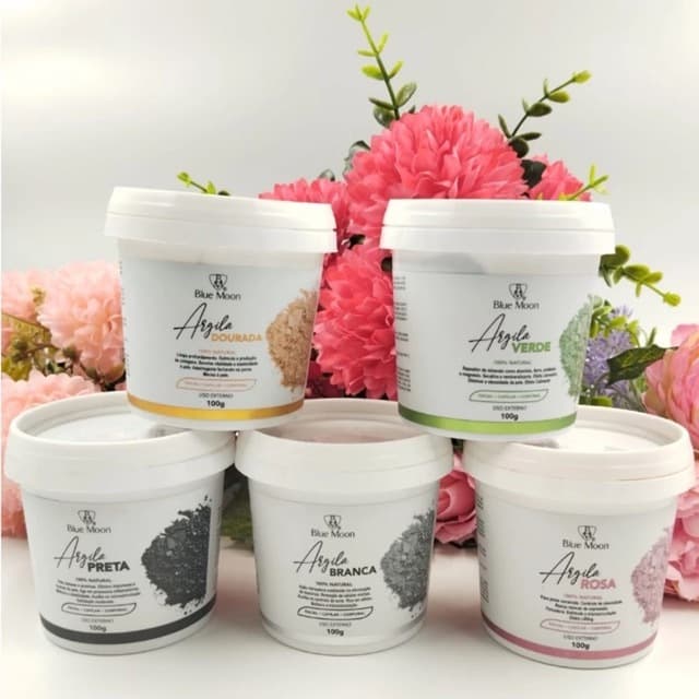 Argila Facial Natural Blue Moon 100g - Detox, Acne, Corporal e Capilar - 7 Opções