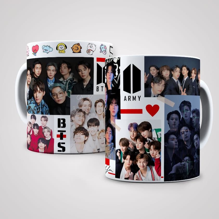 BTS  caneca  de porcelana vários estampas k-pop + caixa presente de brinde