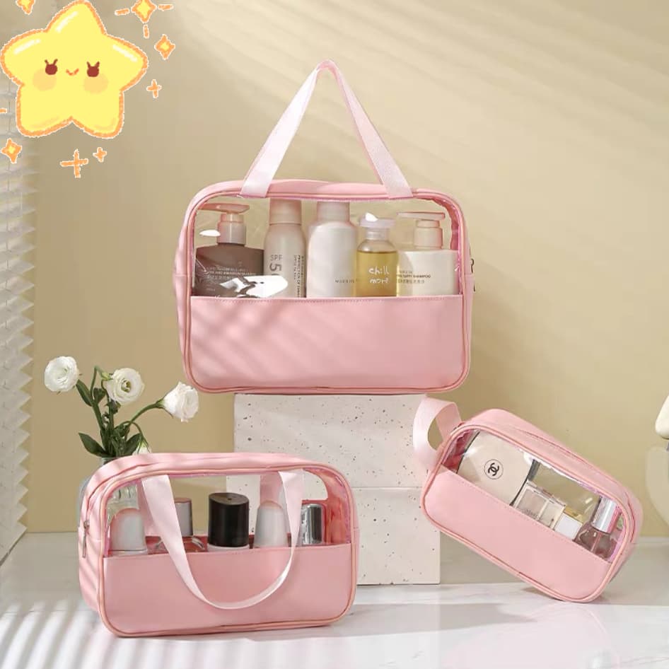 KIT Necessaire Bolsa Portátil Transparente Para Viagem Cosméticos Produtos De Higiene Pessoal -Q3/Q4/Q5/Q6