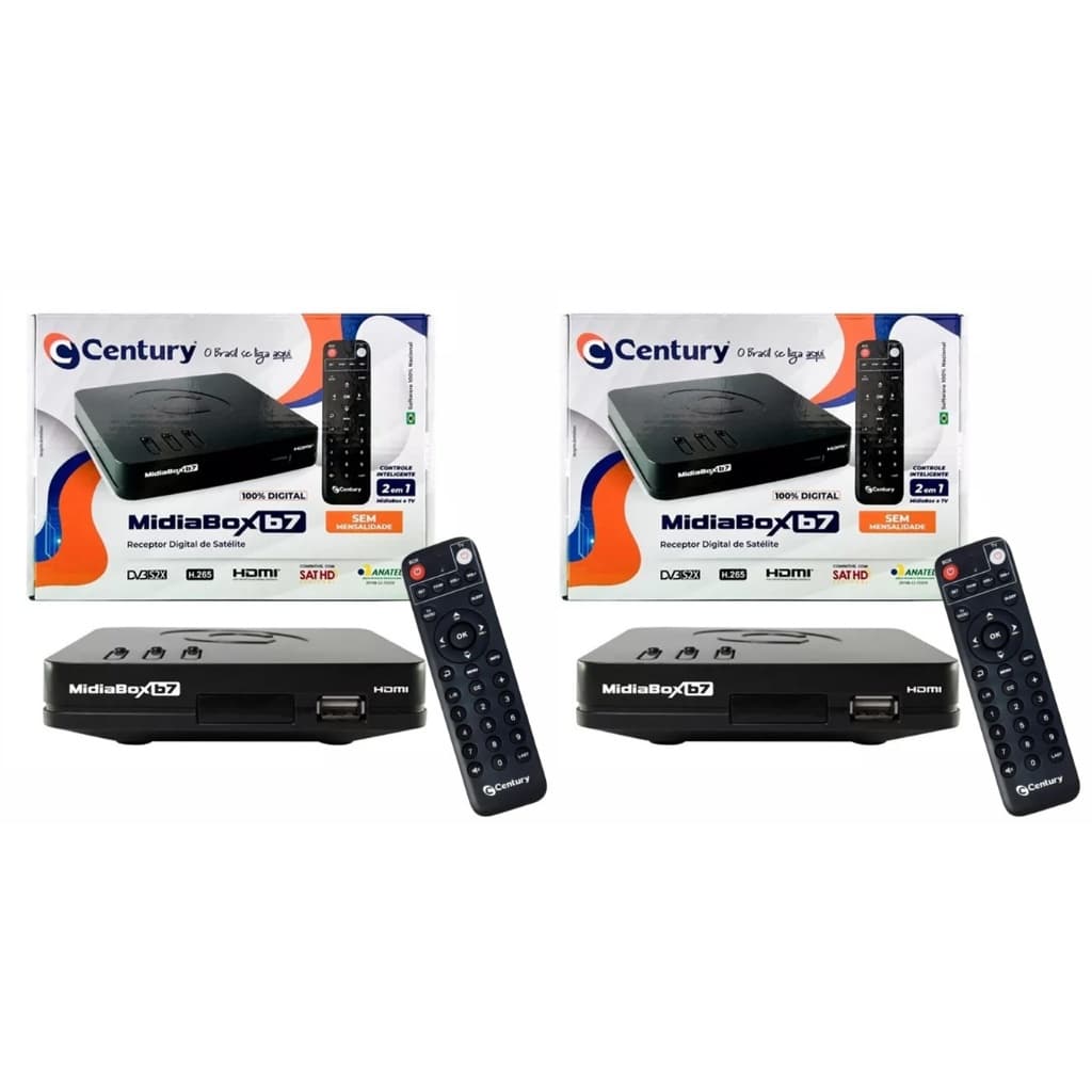 Kit 02 Receptor Century B7 Digital TV Sat HD Regional