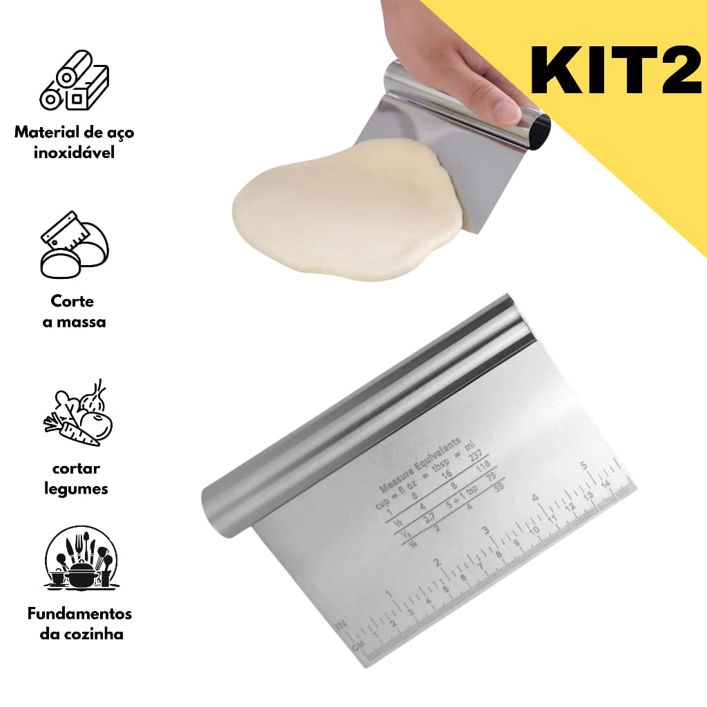 Kit 2pcs Espátula Em Inox Prática Raspador De Massa Com Cabo Tubular 15cm
