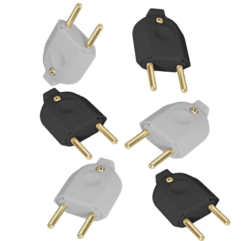Plug Pino Macho Preto ou Branco Adaptador 2P 10A Para Extensão