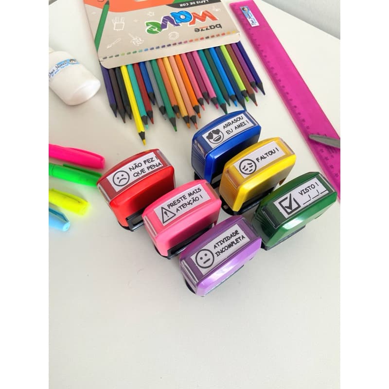 Carimbo automático para professor visto frases caderno correção professora carimbos volta as aulas