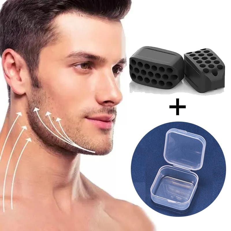 2 unidades (1 par) + Estojo - Mordedor Jawrsize Mandíbula Jawline Rosto Pescoço Definir Maxilar