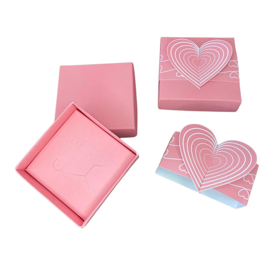 100 Caixa jóias c/ CINTA coração c/ BERÇO para: brinco, anel e corrente